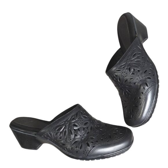 Nurture Black tooled cutout leather comfort mule clogs womens 8.5 - Picture 1 of 7